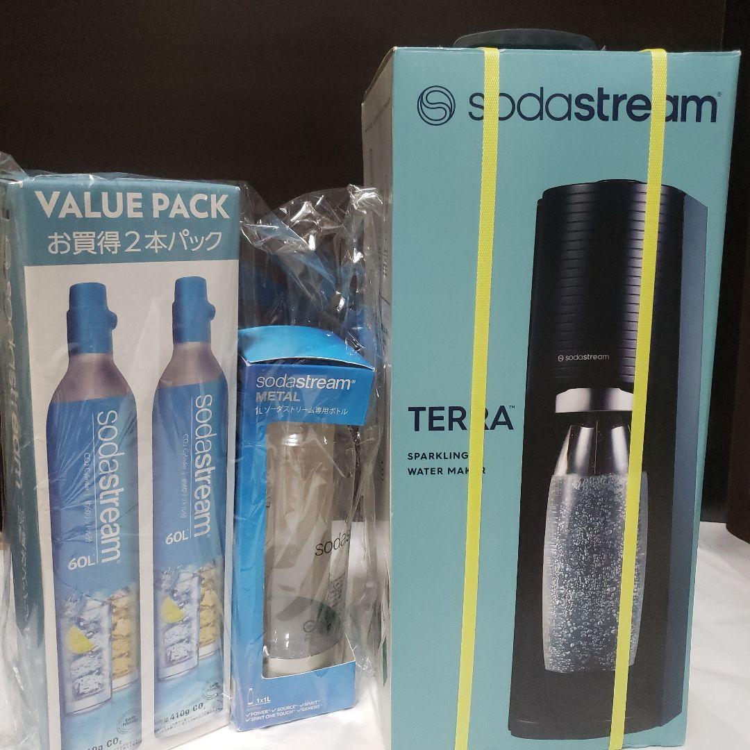 【新品未使用】sodastream TERRA +別売ガスシリンダー・ボトル付き
