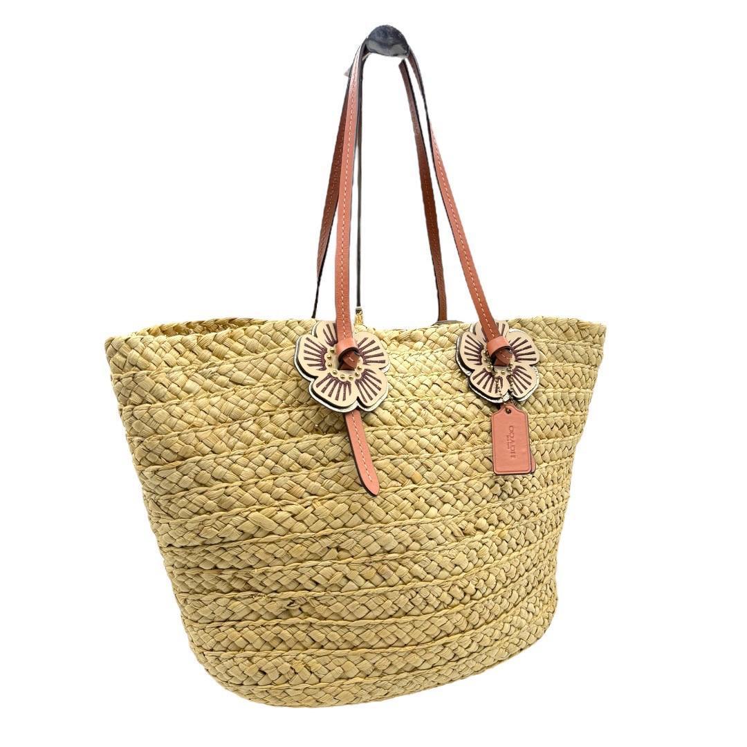 【極美品】COACH コーチ ストロー トートバッグ ショルダーバッグ ベージュ