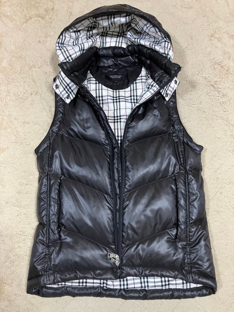 【Niko様】バーバリーブラックレーベルダウンベスト　ノバチェック美品、Lサイズ