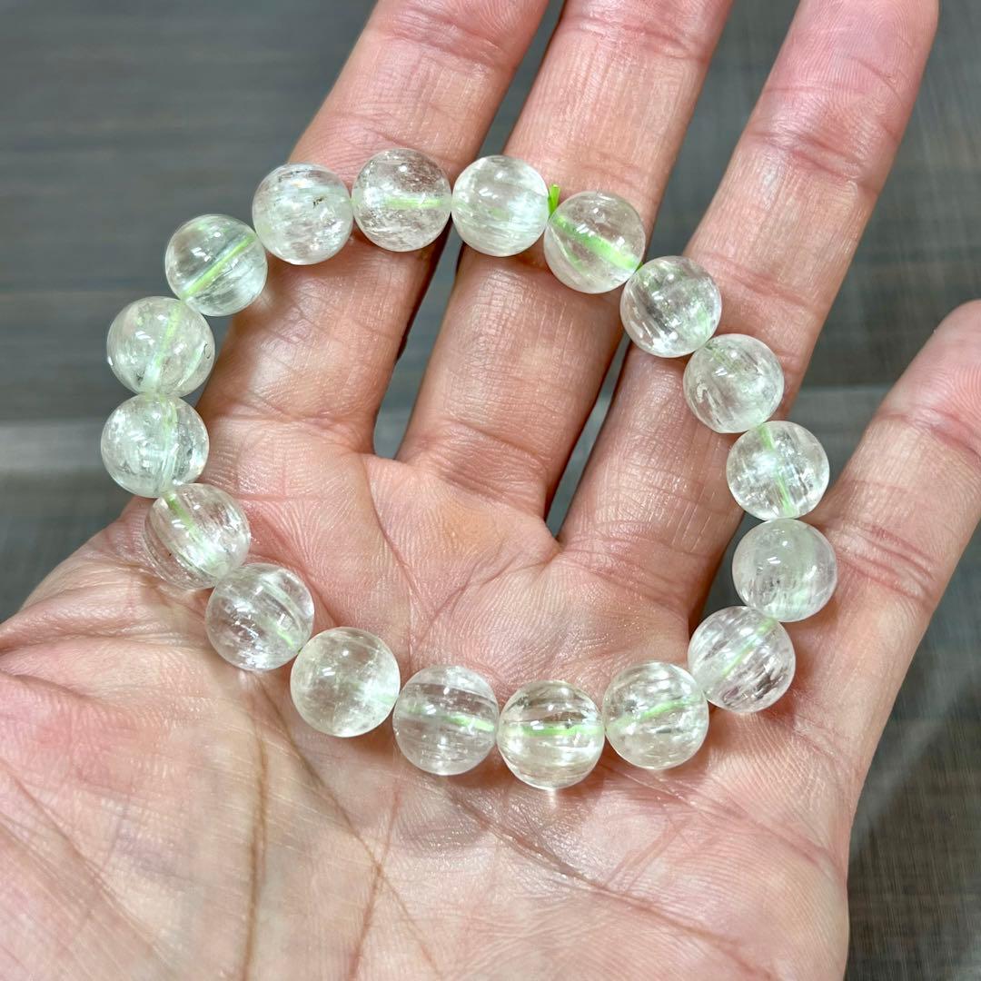 高品質　ヒデナイトブレスレット 透明感＆キャッツアイ効果　クンツァイト　2-8