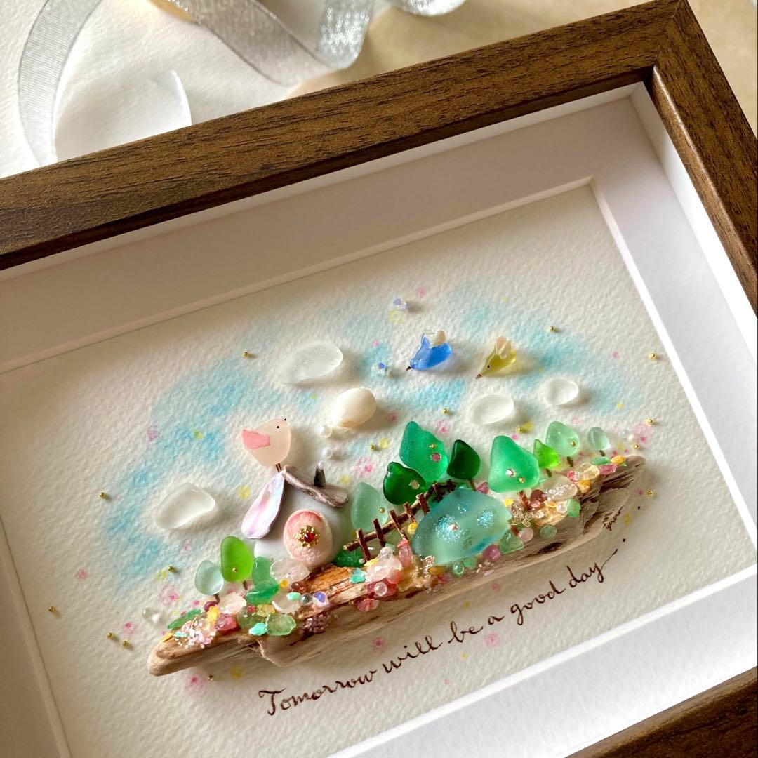 れい　オーダー受付　シーグラス／天然石／フレームアート