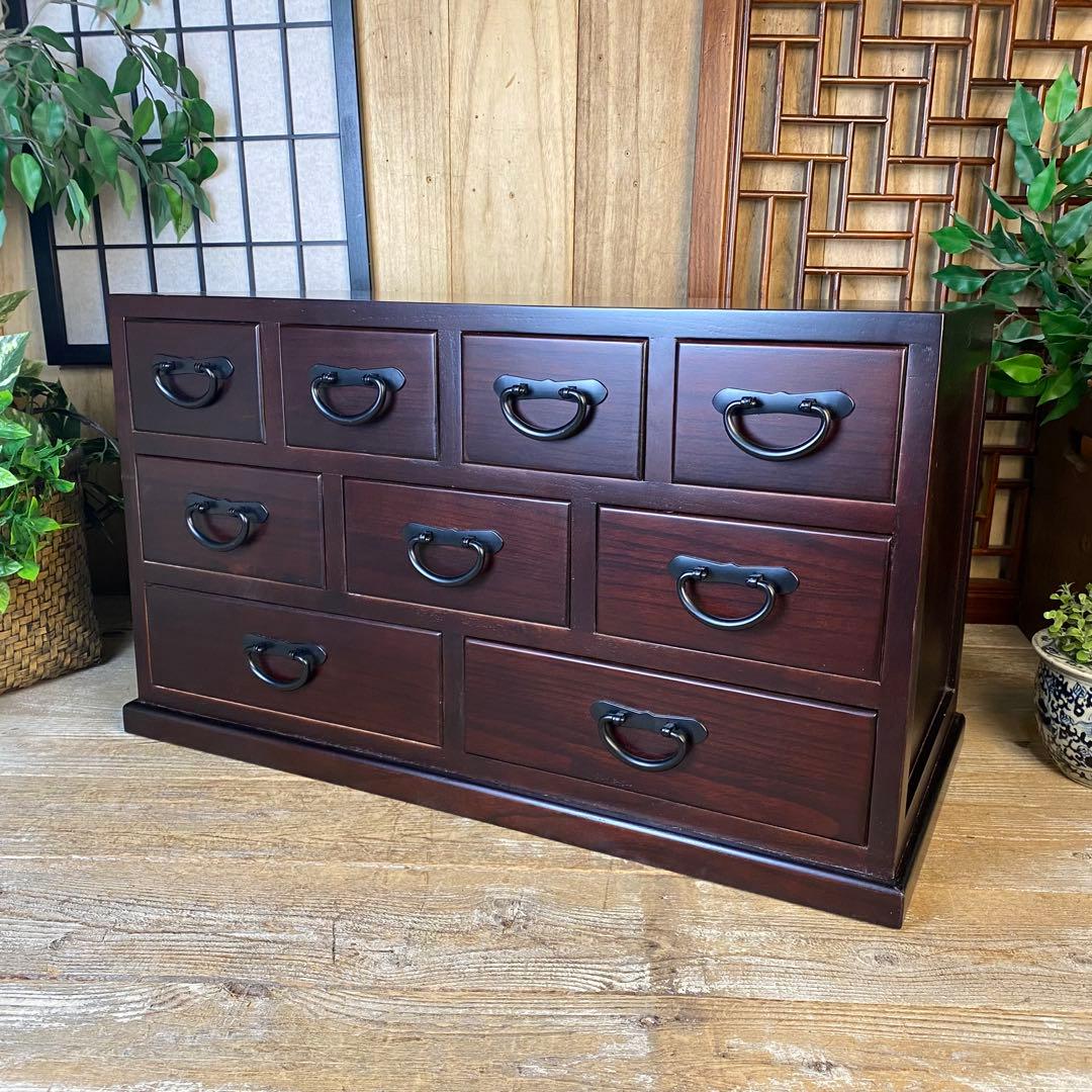 大幅値下げセール中！民芸家具桐材多引き出しチェストタンスC70㎝×41㎝木製収納