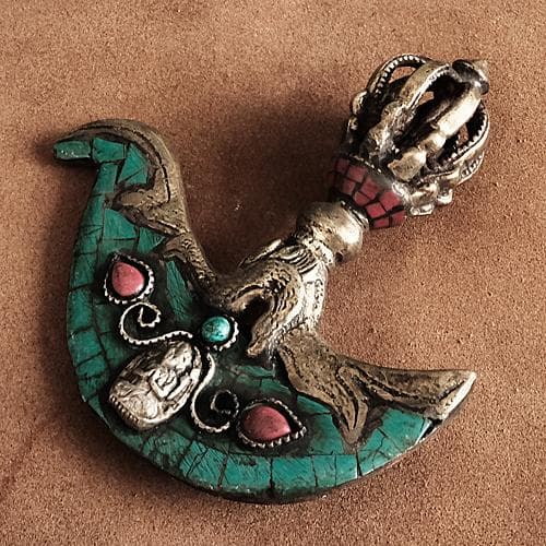 真鍮 カルタリ（ターコイズ装飾）ブラス 密教法具 チベット ネパール 金剛杵