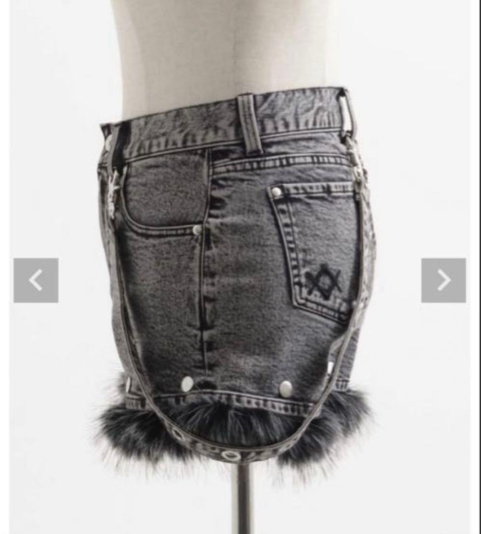 REFLEM【レフレム】ファー付デニムショーツ グレー