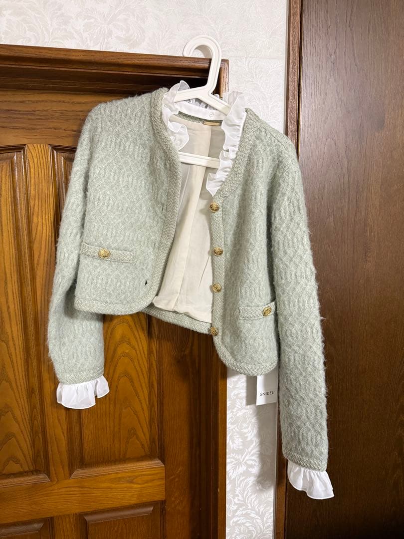 【未使用タグ付き】SNIDEL ファーライクフリルニットジャケット