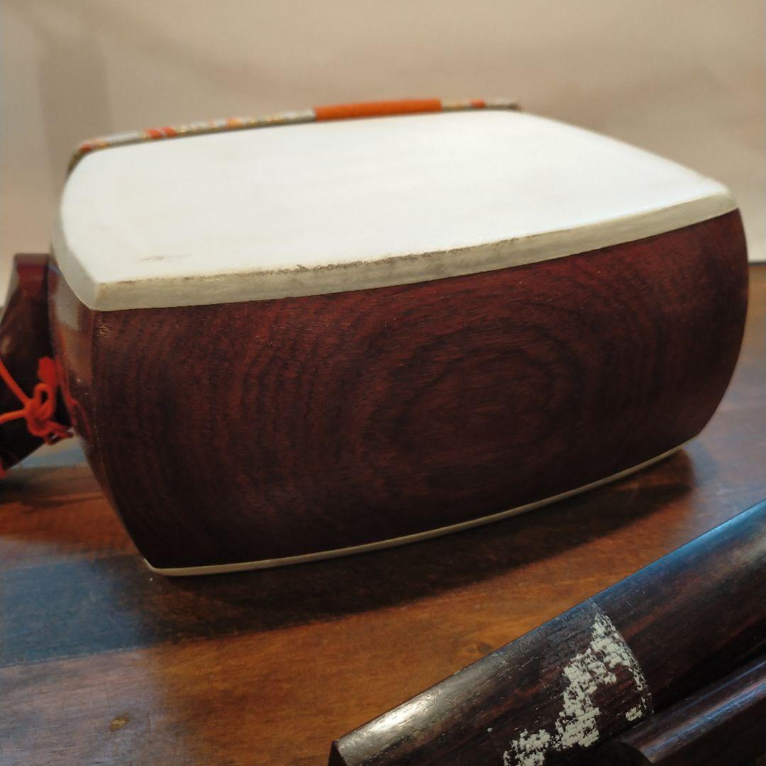 高級三味線　k18 高級糸巻き　皮破れ