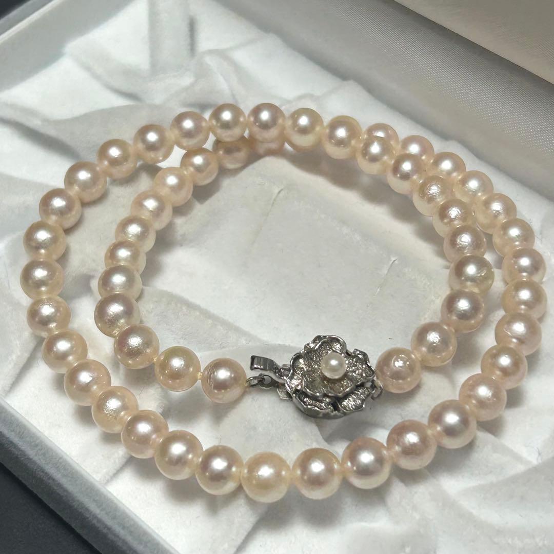 【テリ◎✨】あこや ネックレス 本真珠 約6.9〜7.3mm silver