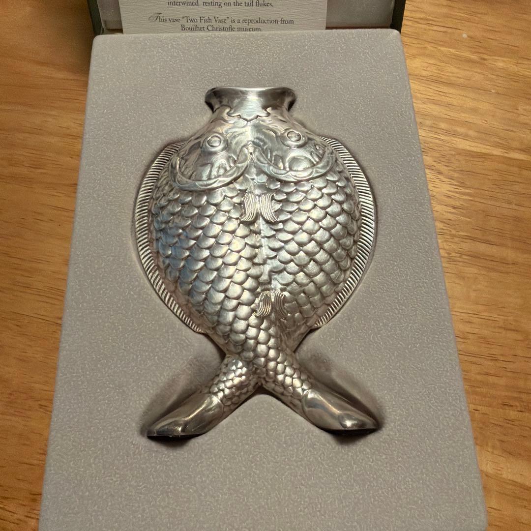 花瓶　Christofle　クリストフル 2匹　魚 花瓶花器 置物 銀製品