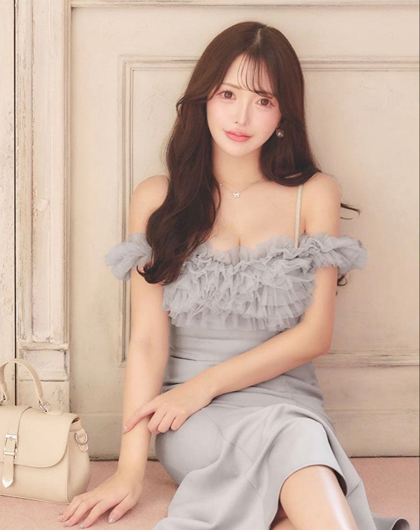 【sifeel/シフィール】ボリュームレースオフショルマーメイドミディアムワンピ