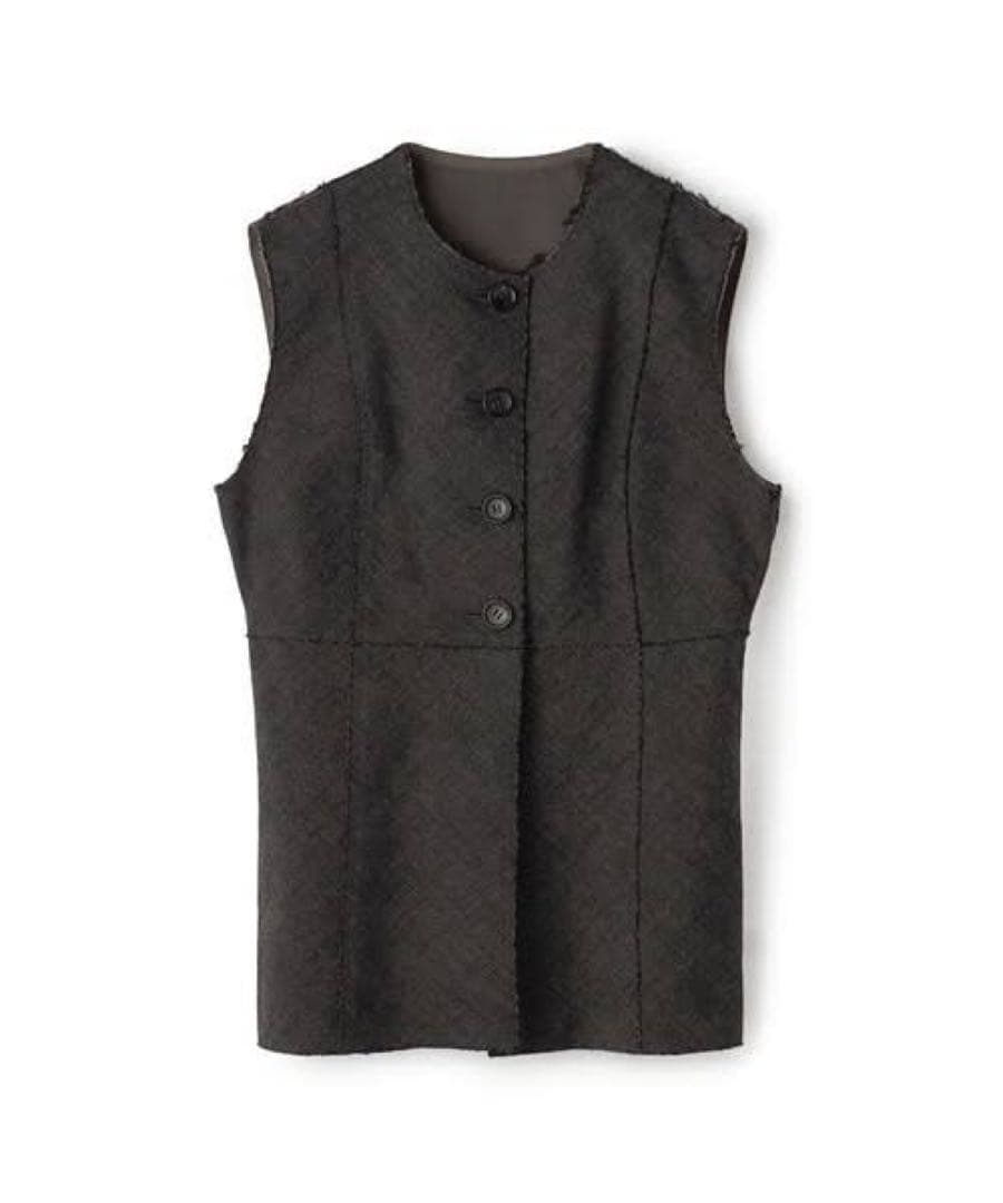 BACCA ヘリンボーンツイード カットオフコンビベスト