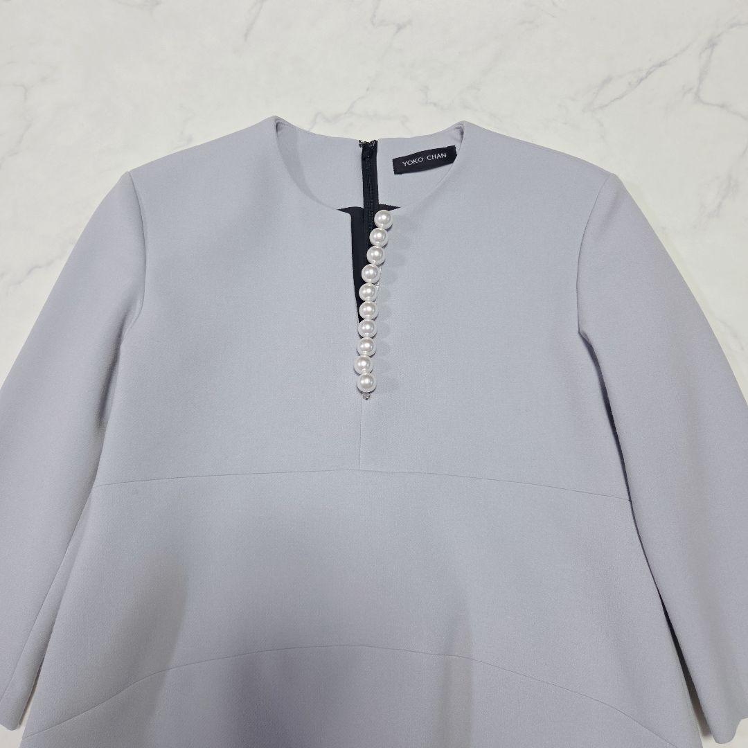 希少色✨ヨーコチャン YOKOCHAN 七分丈パールワンピース サックスブルー