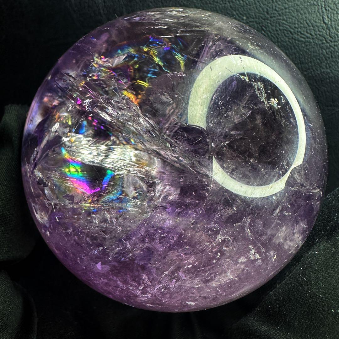 しずく♡超美品♡レインボー☆アイリスアメジストスフィア丸玉 A1330