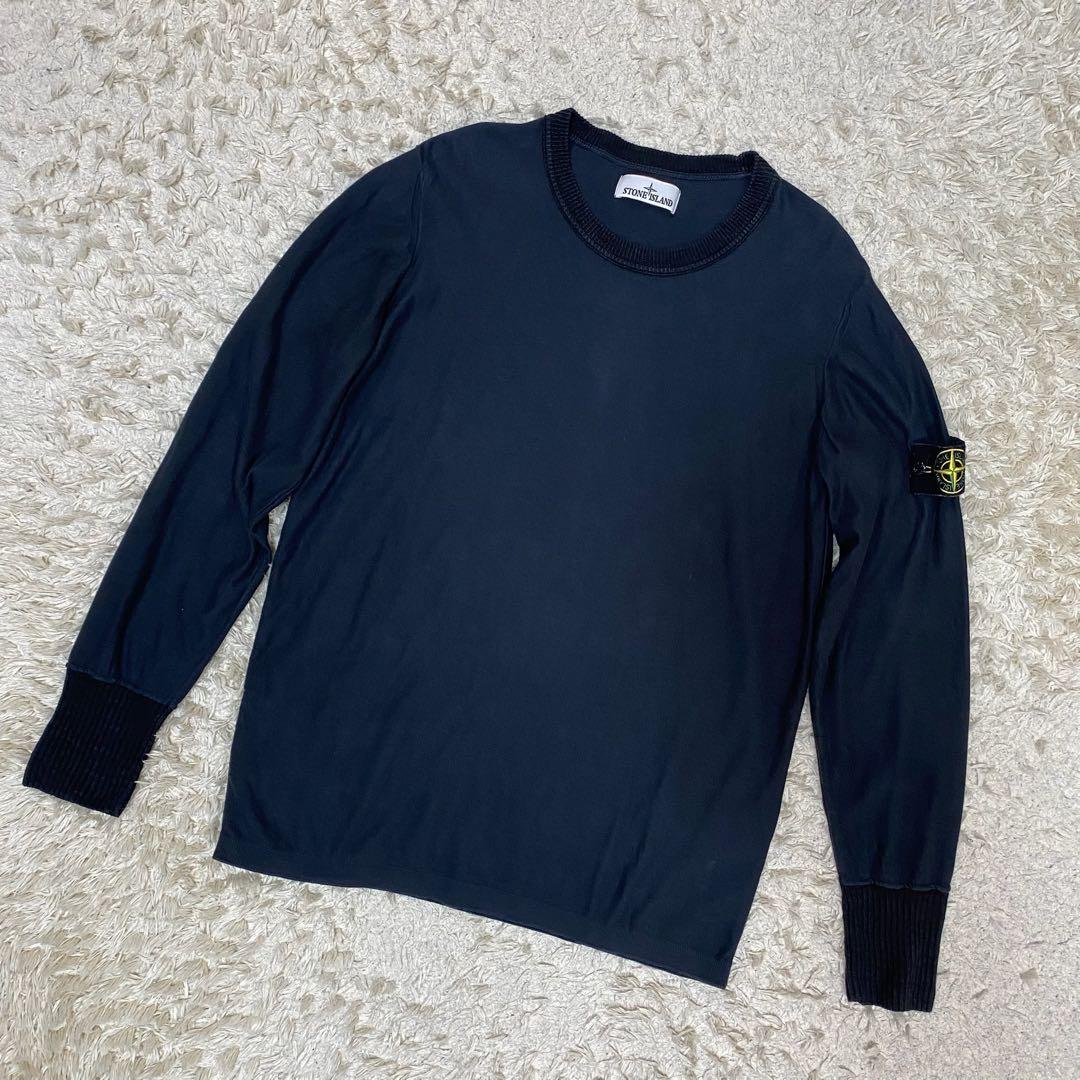 ストーンアイランド　長袖ニット　リブ　ブラック　L