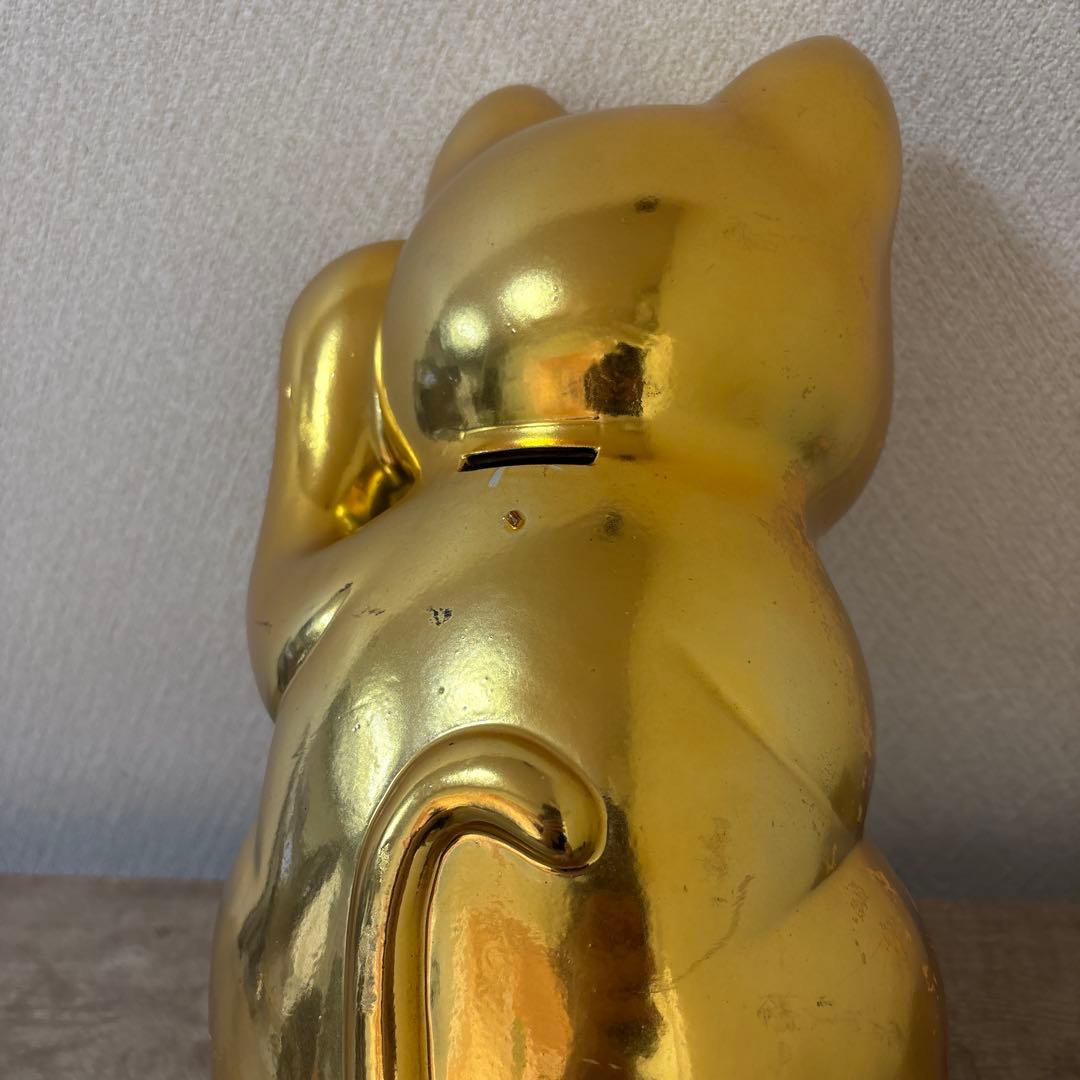 古い招き猫　招福置物　貯金箱　千万両〈検 常滑焼　海外向けデザイン　ビンテージ