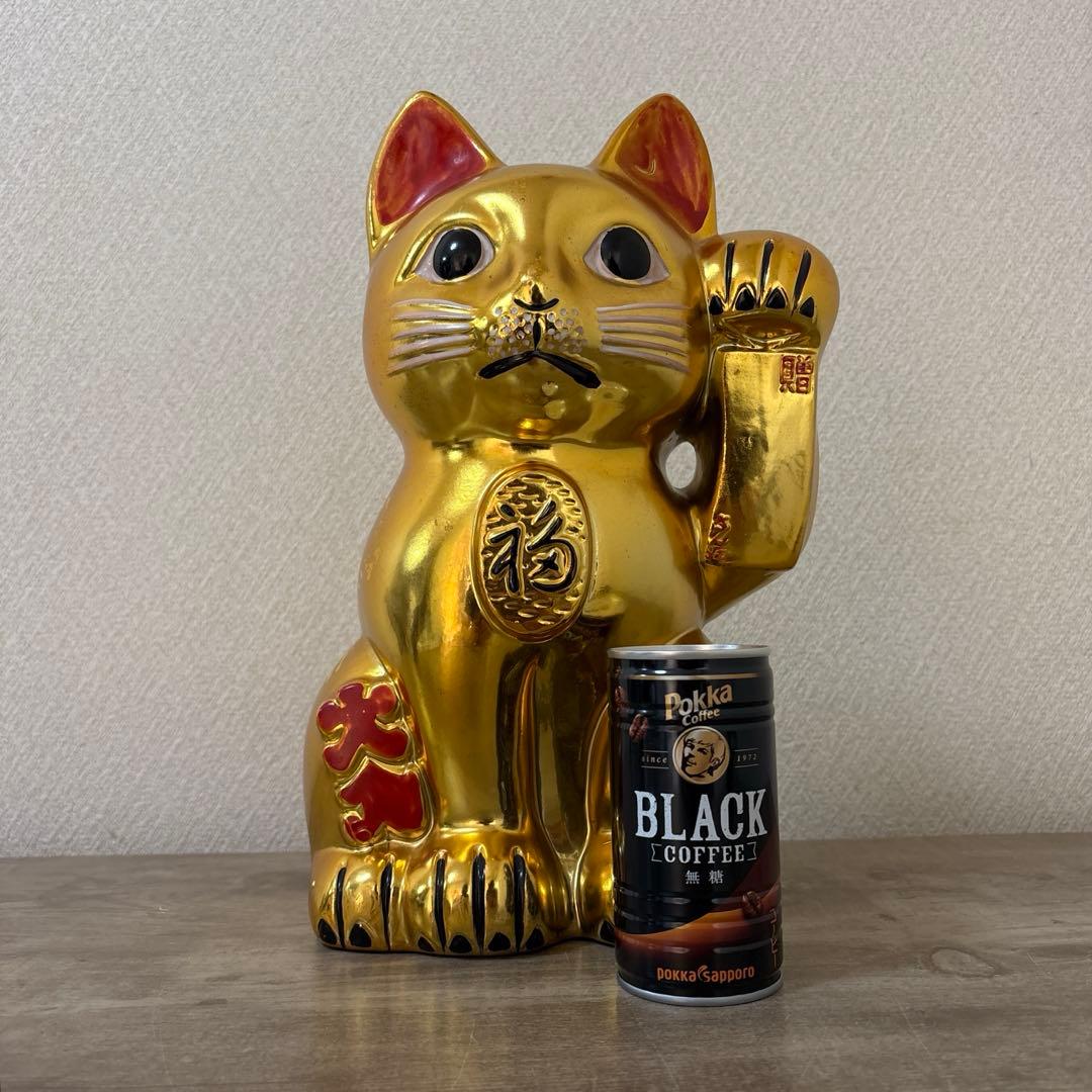 古い招き猫　招福置物　貯金箱　千万両〈検 常滑焼　海外向けデザイン　ビンテージ