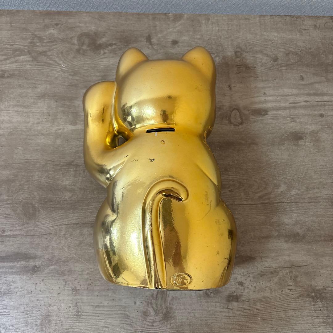 古い招き猫　招福置物　貯金箱　千万両〈検 常滑焼　海外向けデザイン　ビンテージ