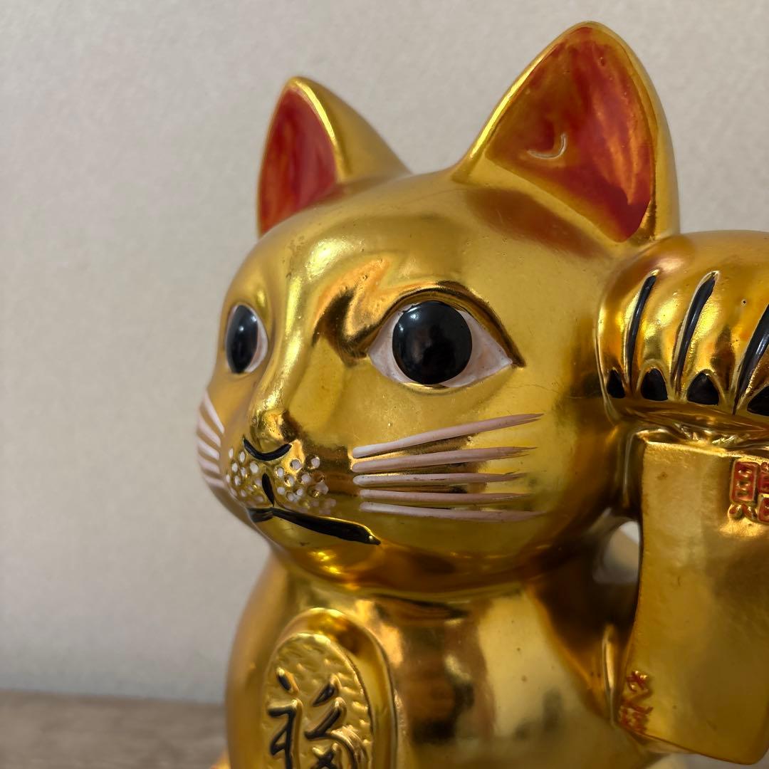 古い招き猫　招福置物　貯金箱　千万両〈検 常滑焼　海外向けデザイン　ビンテージ