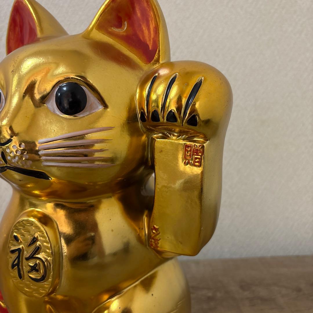古い招き猫　招福置物　貯金箱　千万両〈検 常滑焼　海外向けデザイン　ビンテージ