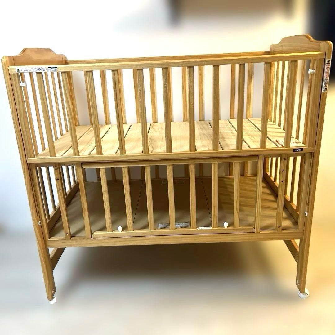 KATOJI 木製ベビーベッド　レギュラーサイズ　ハイシート