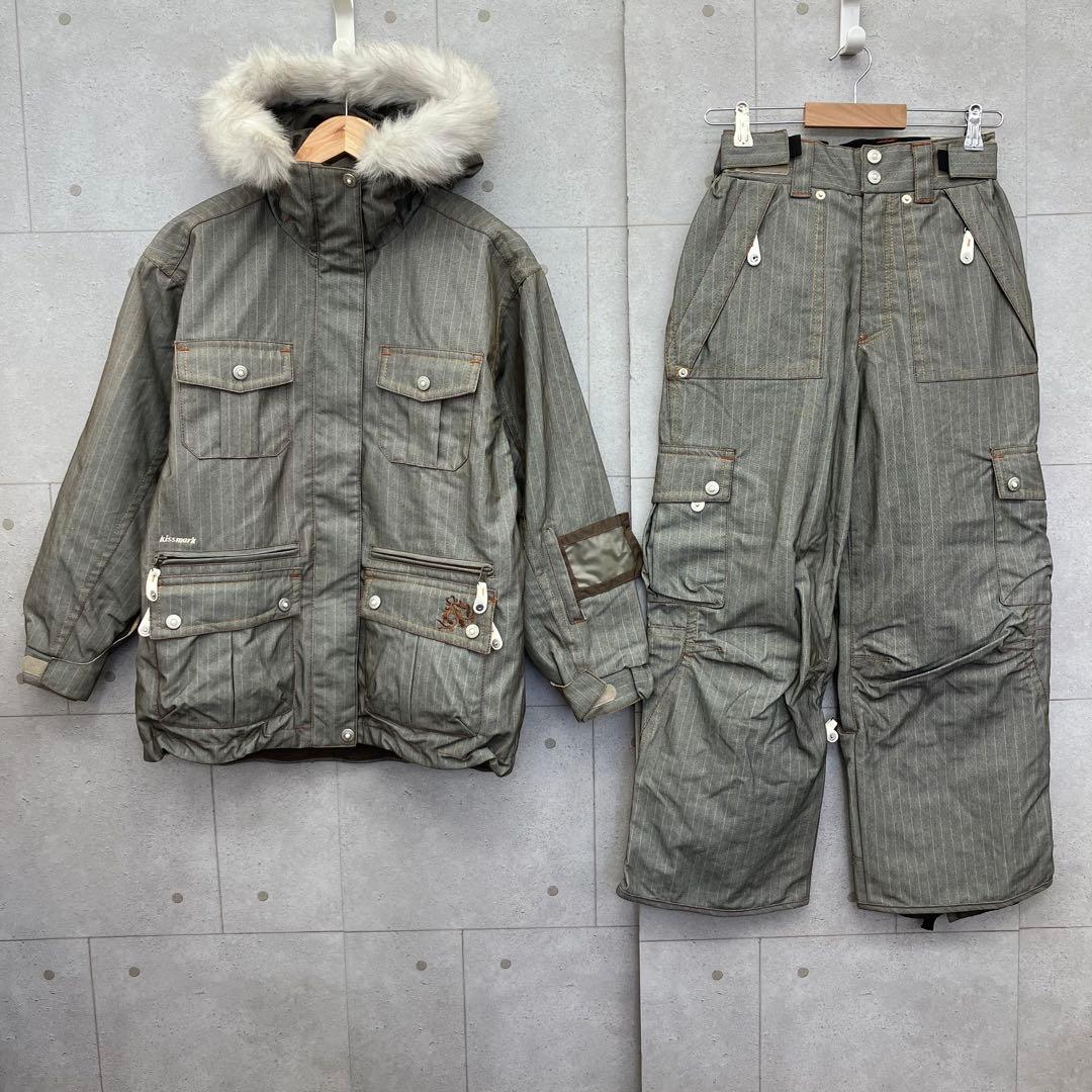 kissmark キスマーク スノボウェア 上下セットアップ ファー 灰