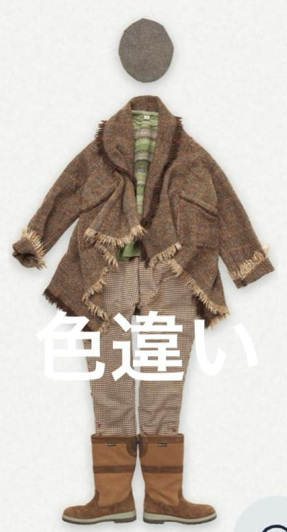 ４５Ｒ４５ｒインドメリノのポンチョショートサックスヘリンボーン定価￥68,200