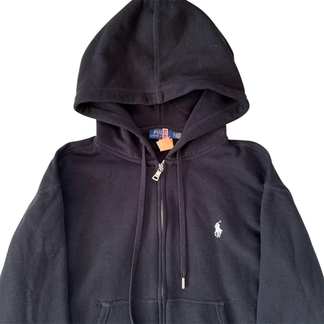 【美品・現行】ポロ・ラルフ・ローレン 黒 フルジップパーカー　黒　S