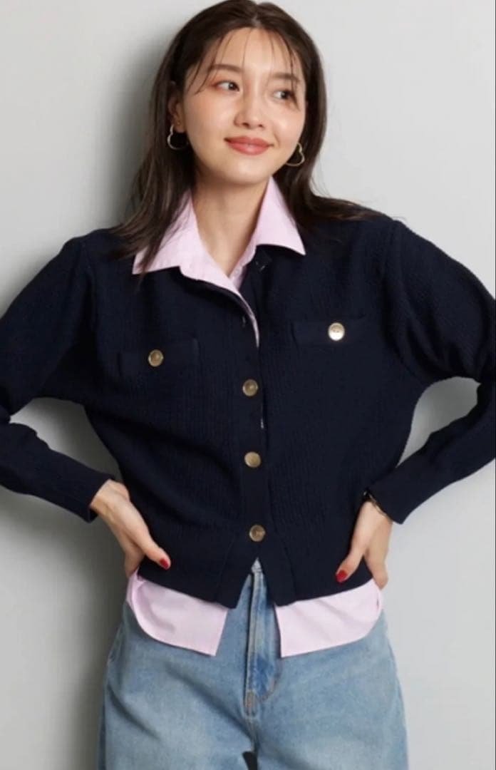 美品　JUSGLITTY 衿付きカノコカーデ