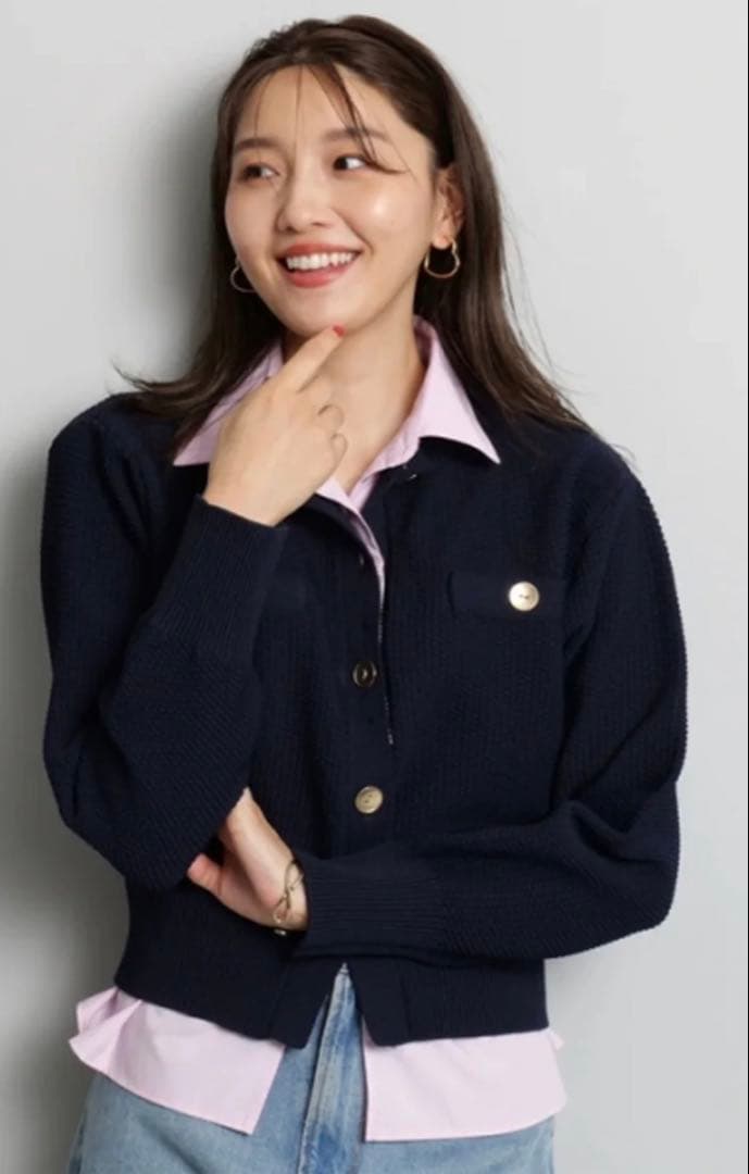 美品　JUSGLITTY 衿付きカノコカーデ