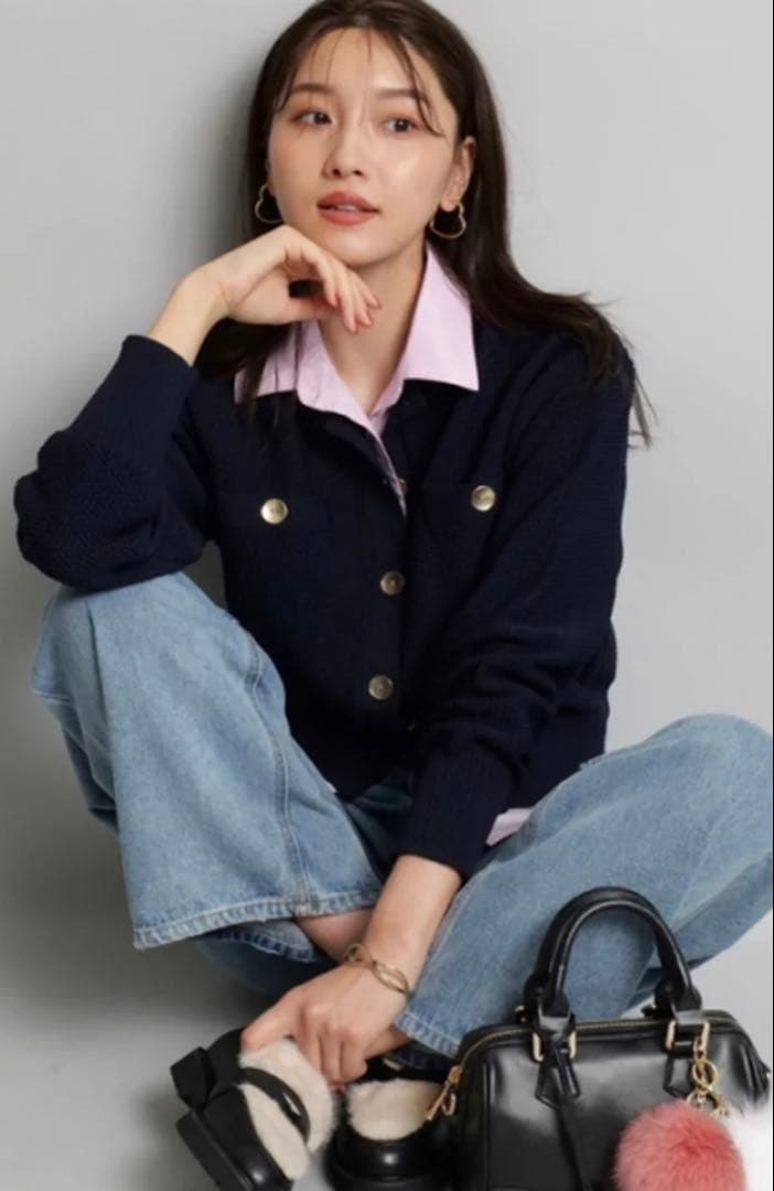 美品　JUSGLITTY 衿付きカノコカーデ