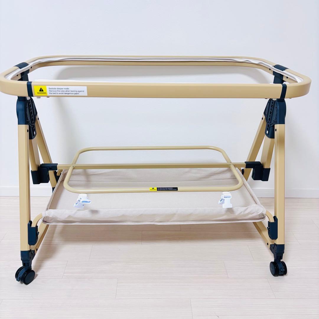 【美品】HZDMJ ベビーベッド　ベージュ　折り畳み 添い寝　ベッド