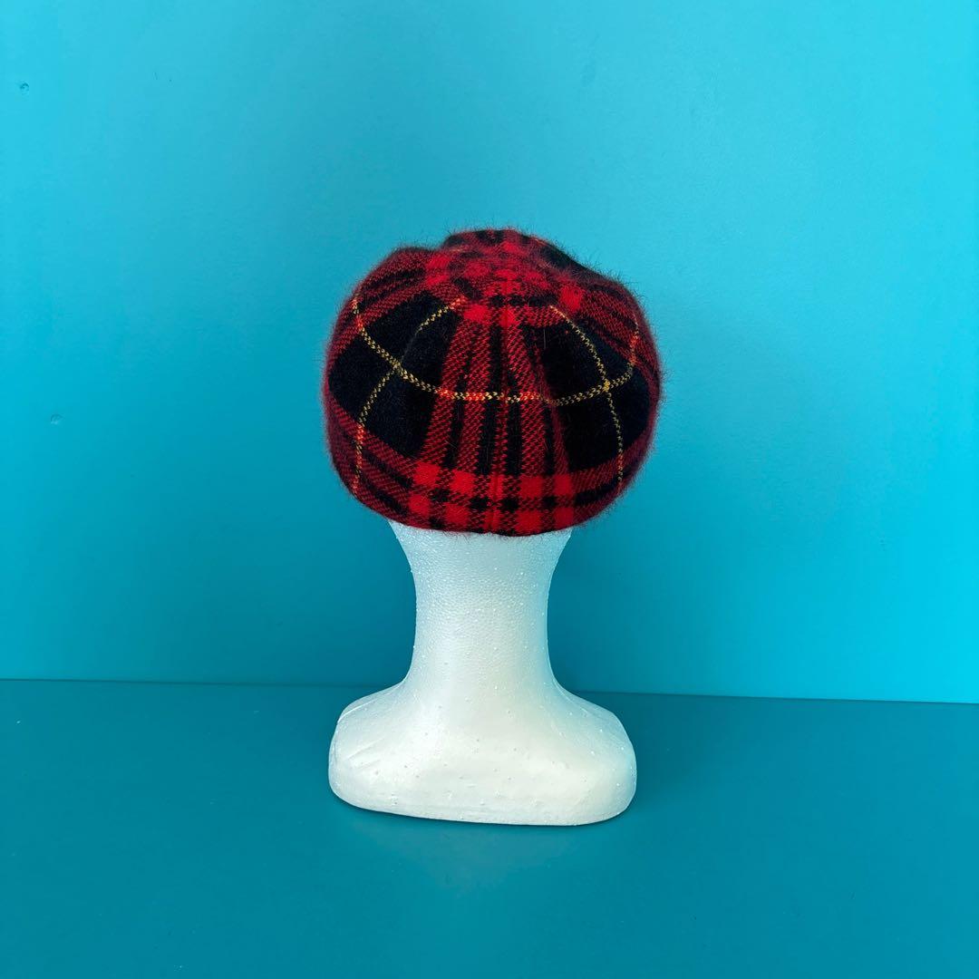 ヴィヴィアンウエストウッド　赤と黒のチェック アンゴラベレー帽　A13