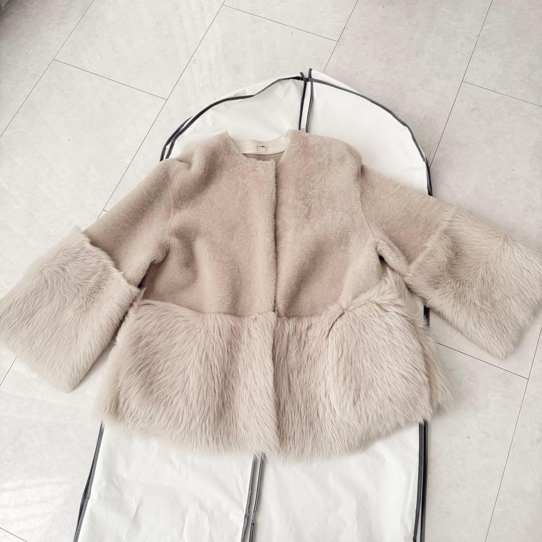 美品 ドゥロワー DRAWER ムートンコート 2way ジャケット36