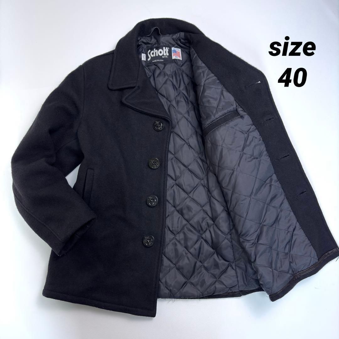 ショット シングル ピーコート キルティング メルトンウール 40 Schott