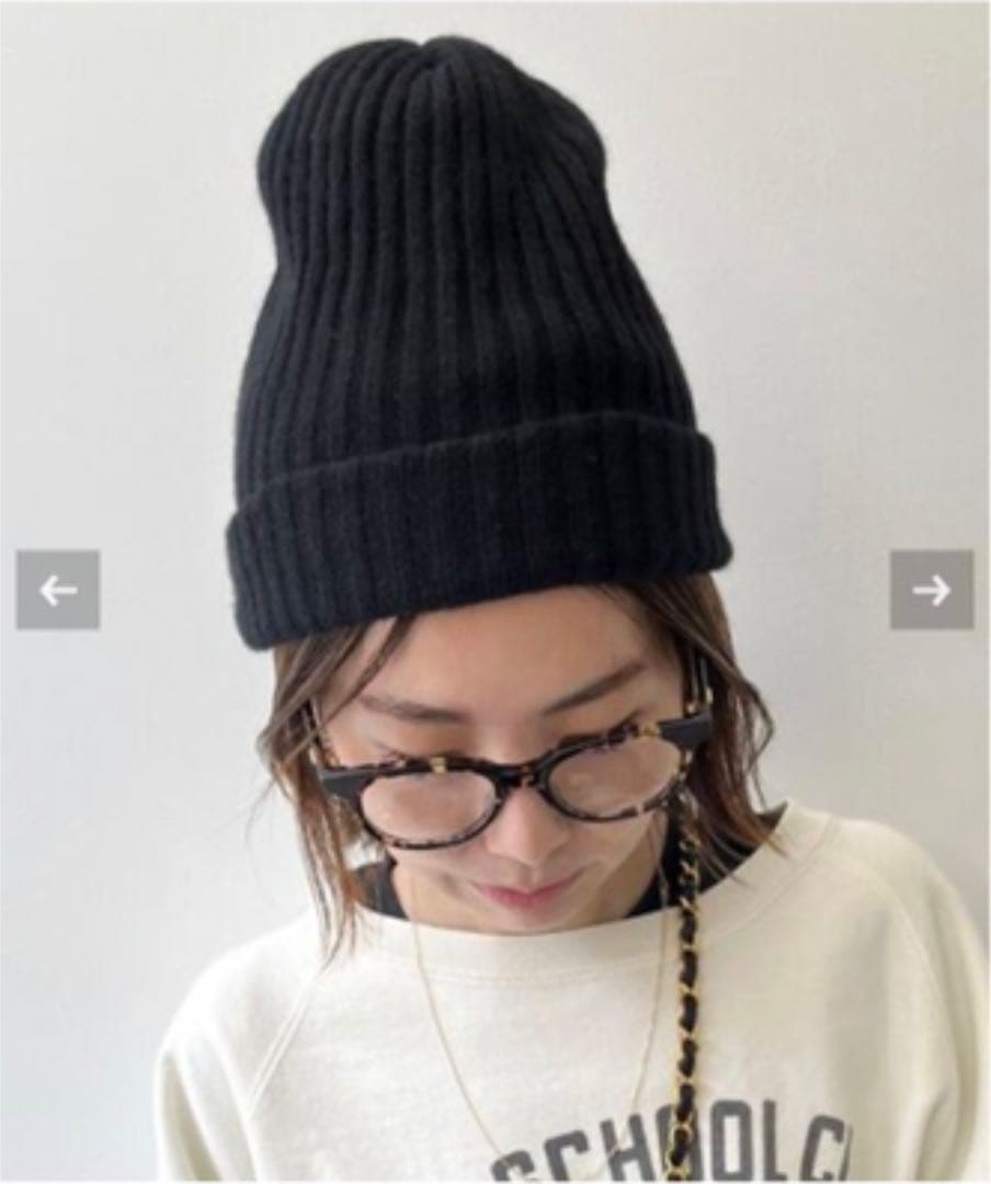 L'Appartement Cashmere knit Cap ブラック