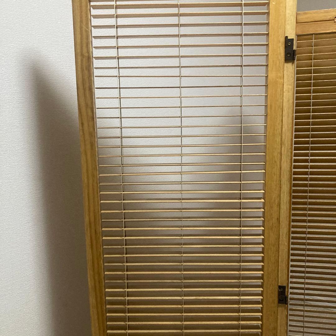パーテーション　3連　木製　ブラインド機能付き　和風　目隠し