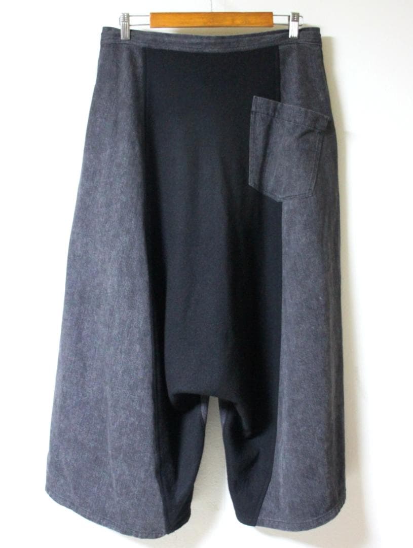 Y's（ワイズ）ブラックデニム×ウール 切替 サルエルパンツ 2 ヨウジヤマモト