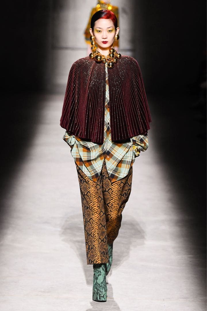 DRIES VAN NOTEN ヘビ柄パンツ ゴールド・ブラック　34