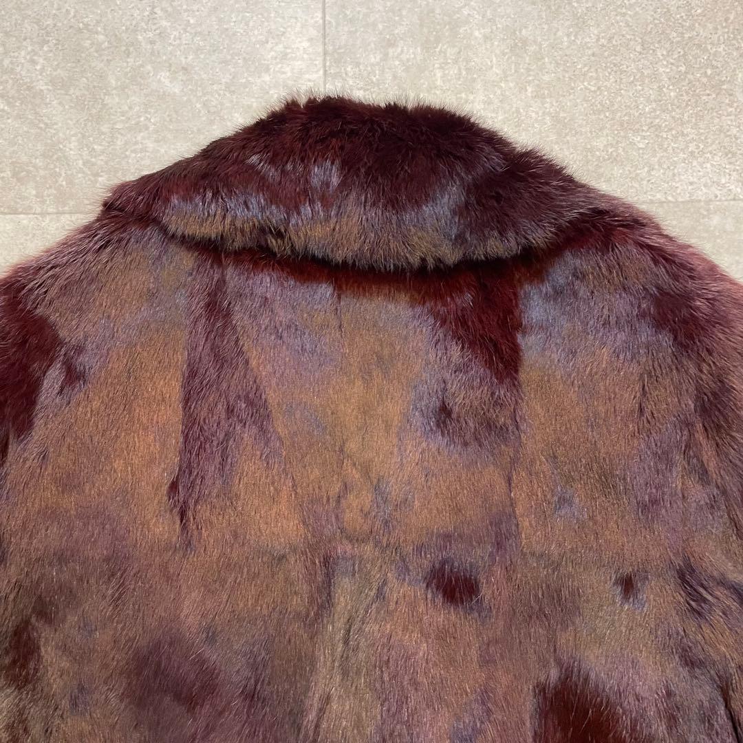 クロップド丈　フォックスファー　毛皮ショートコート　ボルドー　希少　Y2K