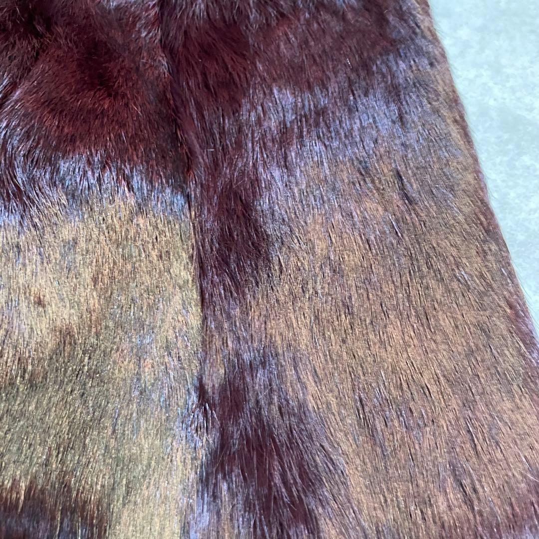 クロップド丈　フォックスファー　毛皮ショートコート　ボルドー　希少　Y2K