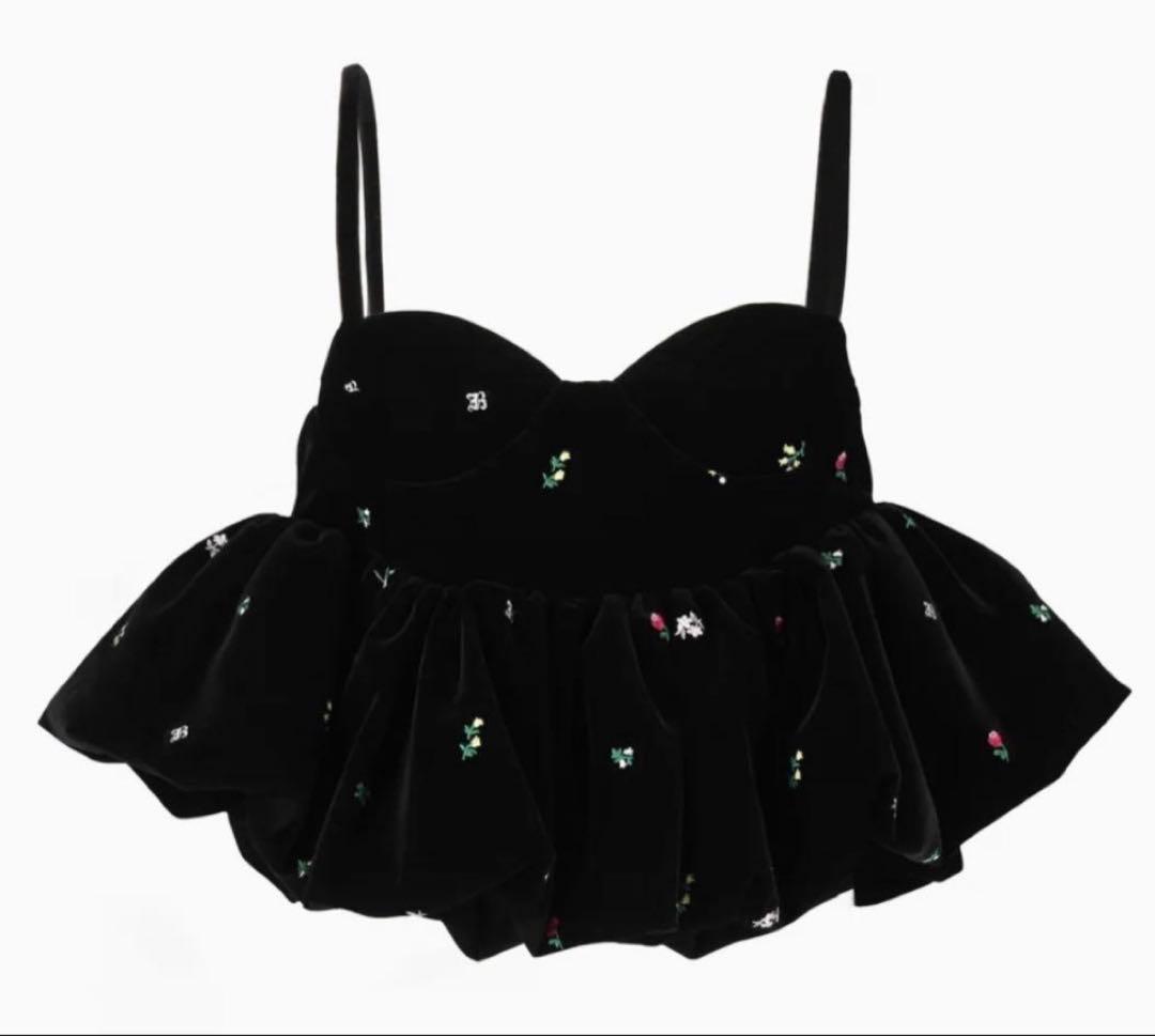 ブラックベルベットフリルビスチェ