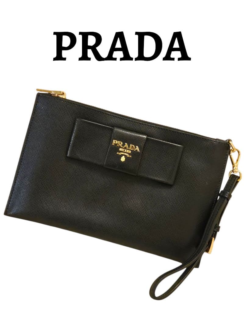 PRADA♡プラダ♡リストレット♡リボンクラッチバッグ♡サフィアーノ
