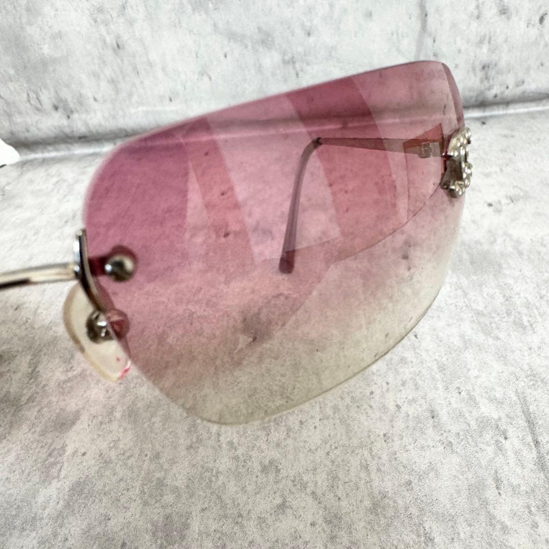 CHANEL シャネル サングラス リムレス ココマーク ラインストーン ピンク