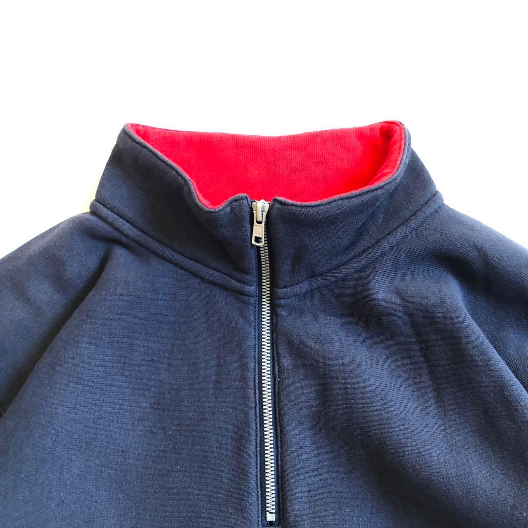 Champion×BEAMS 別注 ハーフジップ スウェット 裏起毛 青タグ