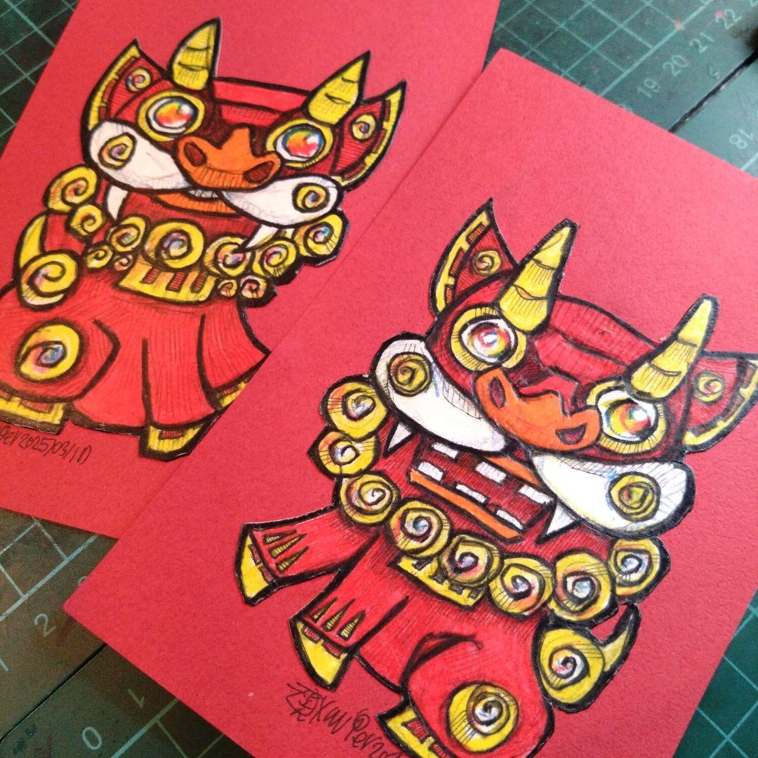 【ザビちゃん】【原画肉筆】シーサーペア