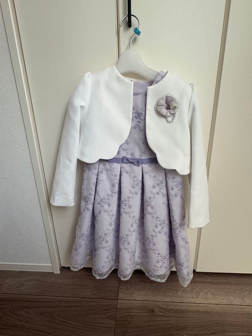 卒園式、入学式薄紫用フラワー刺繍ドレスとジャケットpetitmain