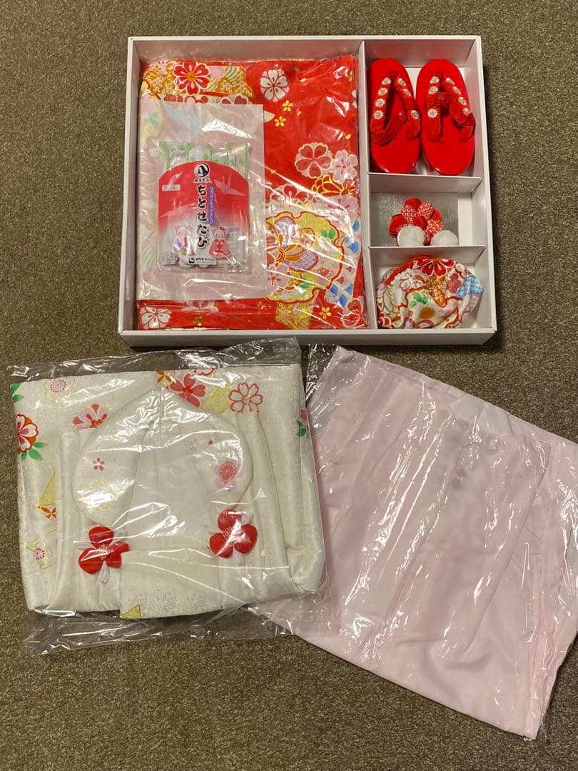 【七五三】正絹被布着物セット　３歳用