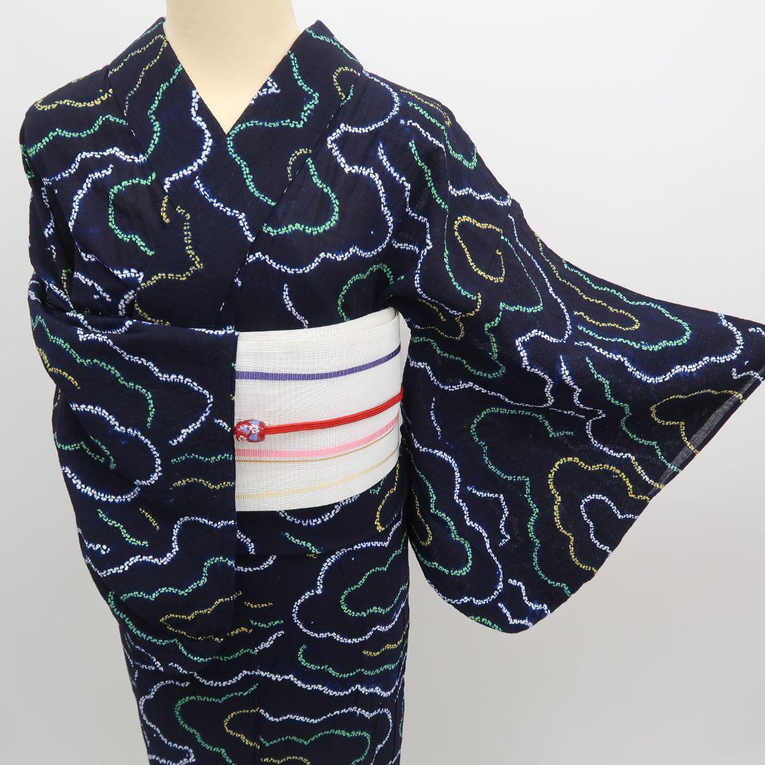 撫子✾m1786＊美品 有松鳴海絞り 綿 手縫い仕立て Sサイズ 高級浴衣