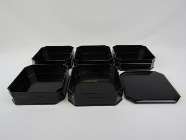 Y5-1014 ◇茶道具 輪島塗 真塗 縁高 菓子器 五段重◇