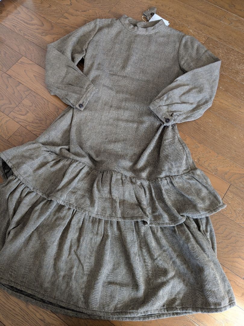 45R　未使用品 インディゴネルのティアードフリルドレス 定価70400円