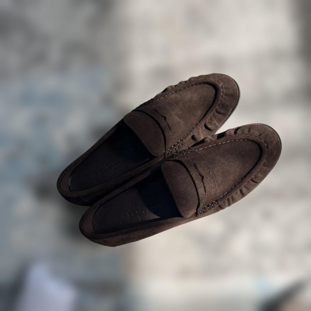 Le Talonダークブラウン スエード ローファー